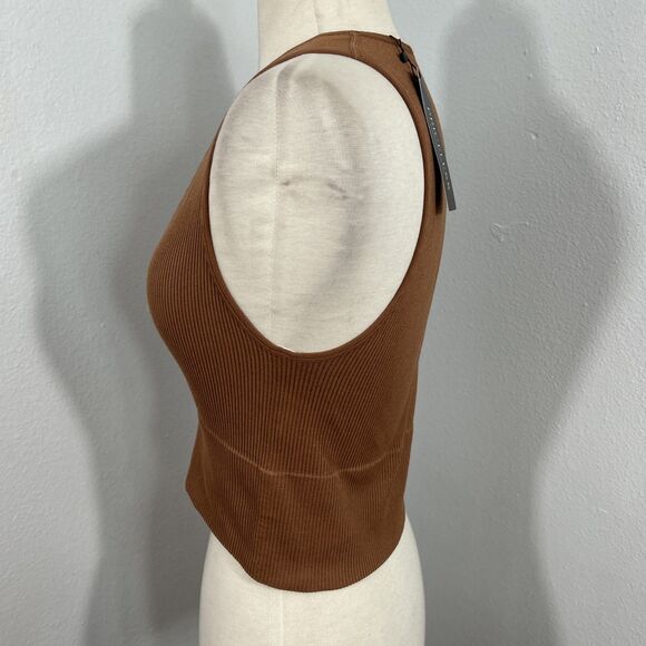 Priceless Crop‎ Tank Top Womens M Or L Cocoa Deep V Sleeveless Ribbed Y2K - Picture 2 of 9